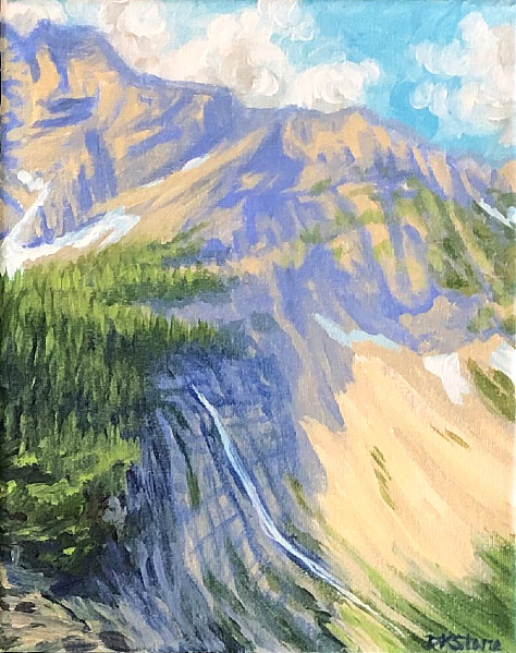 D. K. Stone - Looking at the Falls from the Crypt Lake Trail - 8 x 9.5in