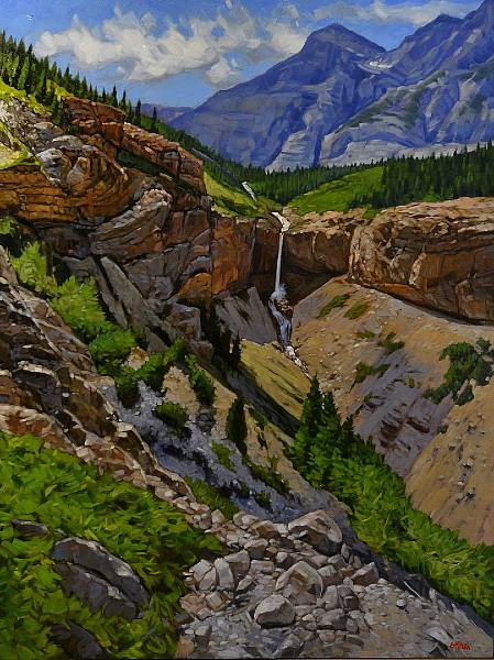 Graeme Shaw - Burnt Rock Falls - 36 x 48in oil