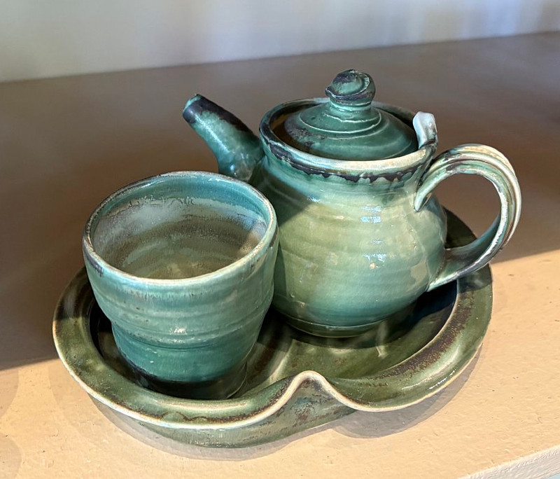 Jim Etzkorn - green pot with cup and tray