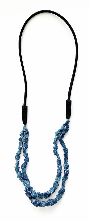 Neshka - black cord with blue stones necklace