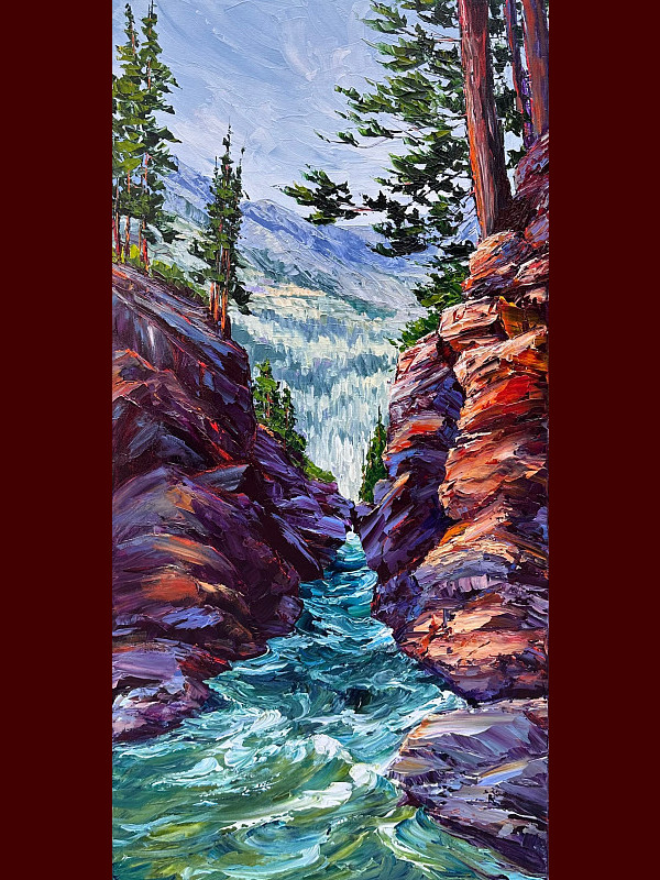 Brenda Banda Johnson - Cliff Hangers - 15 x 30in acrylic