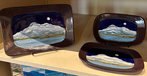 Caracol Clay Studio - mountain plates grouping - ceramics