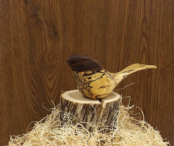 The Workshop by Doug Warren - The Birds - Spalted Birch - Black Walnut Head bird wood sculpture