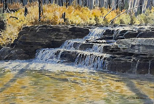 Judith Nickol - fall waterfall - in watercolour