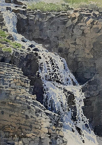 Judith Nickol - rocky falls - in watercolour