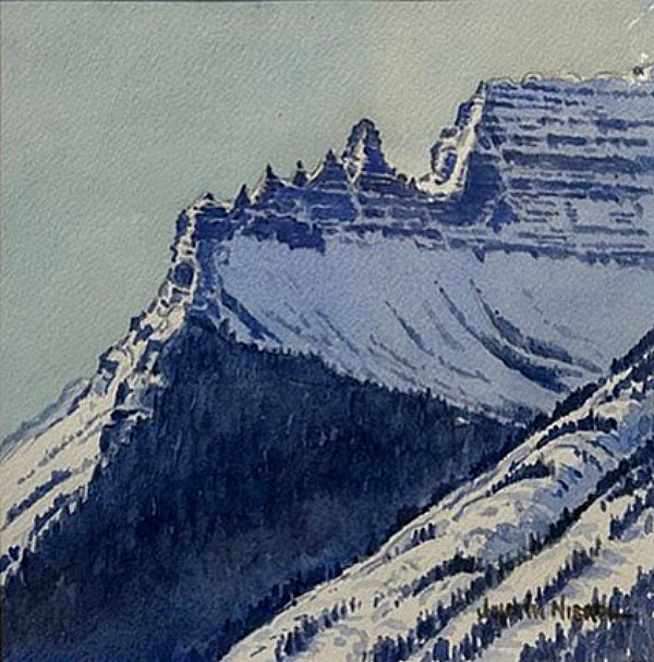 Judith Nickol - saw tooth mountain - in watercolour