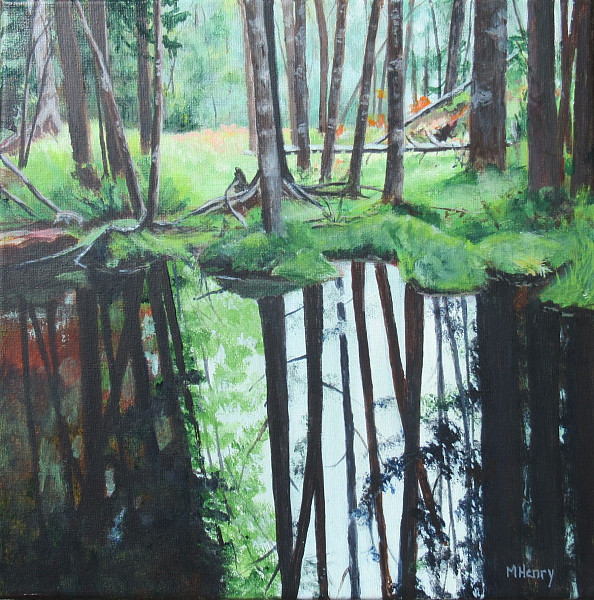 Martha Henry - Deep Cool Reflections - 12 x 12in