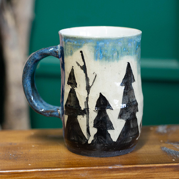 Naomi Pendrigh - carved mountain trees mug - ceramics