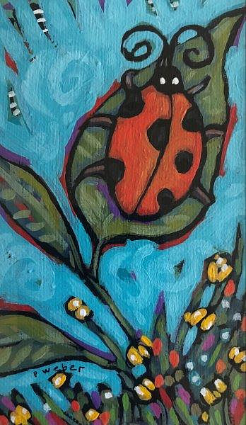 Pam Weber - In The Garden - 3 x 5in acrylic