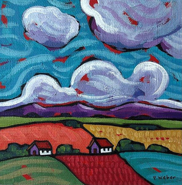 Pam Weber - It's Merry on The Prairie - 4 x 4in acrylic