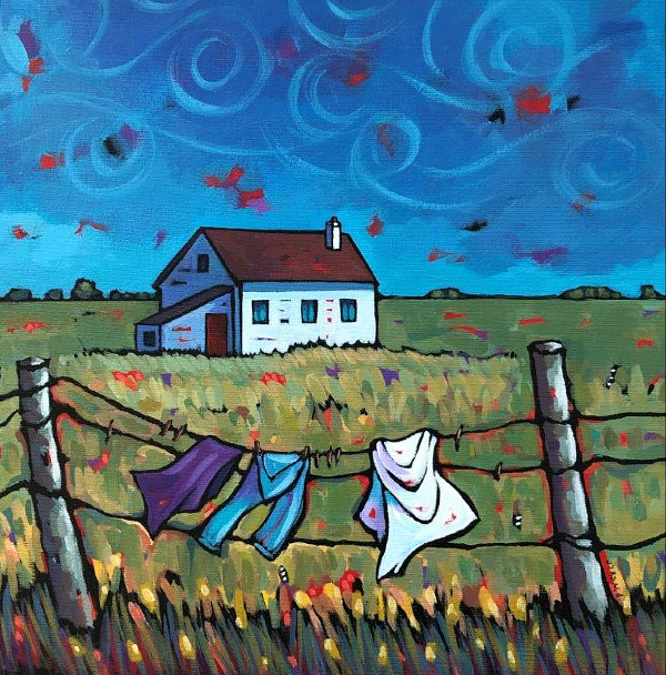 Pam Weber - Let's Hang Out - 12 x 12in acrylic