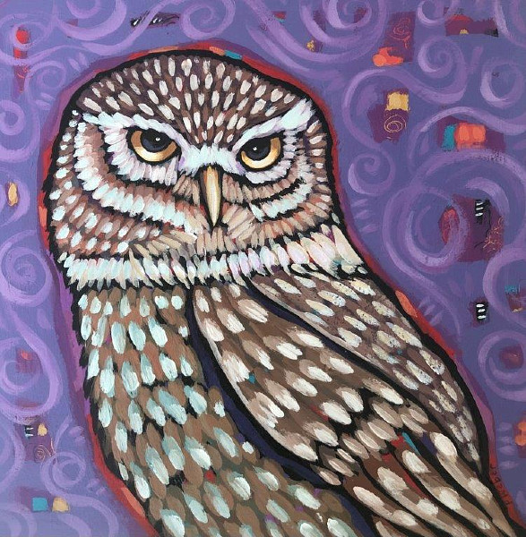 Pam Weber - Owl In A Day's Work - 8x8in acrylic