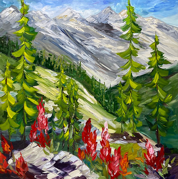 Rachelle Brady - Paintbrush In Bloom - 48 x 48in oil on canvas