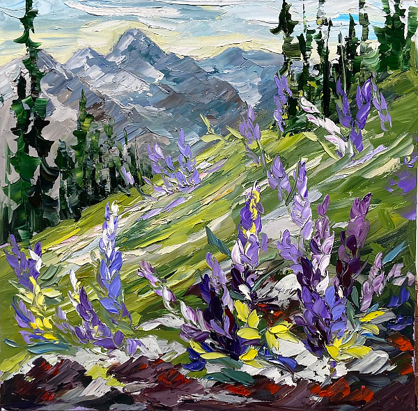 Rachelle Brady - Spring Meadow, Glacier MT - oil on canvas